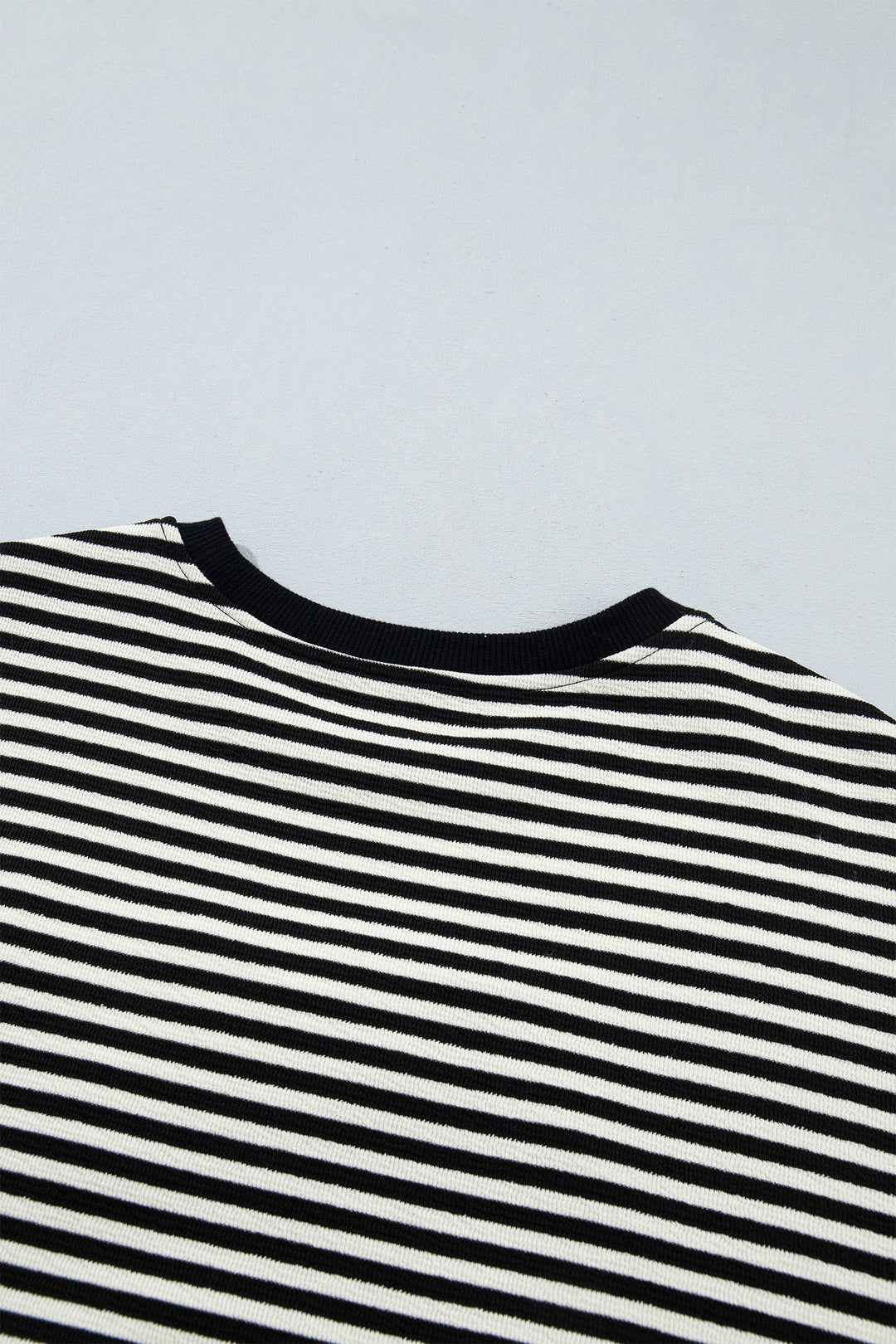 Black Stripe Velvet Bow Pattern Dropped Shoulder Loose Sweatshirt