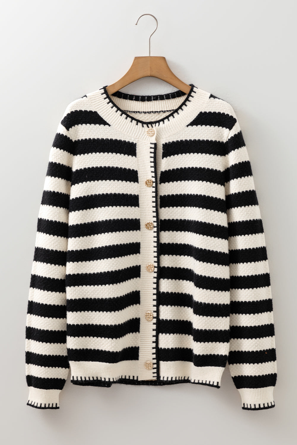 Chic Golden Button Cardigan Sweater
