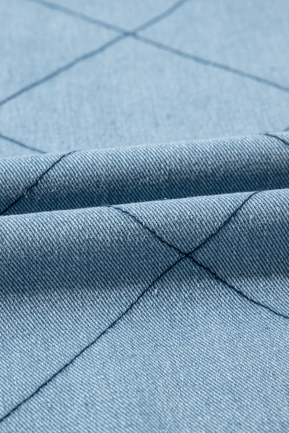 Myosotis Rhombus Stitched Pattern Button Pocketed Denim Jacket