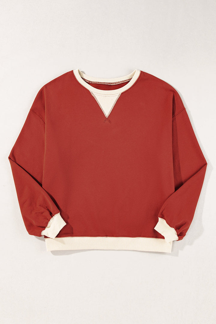 Color Block Patch Drop Shoulder Oversized Sweatshirt