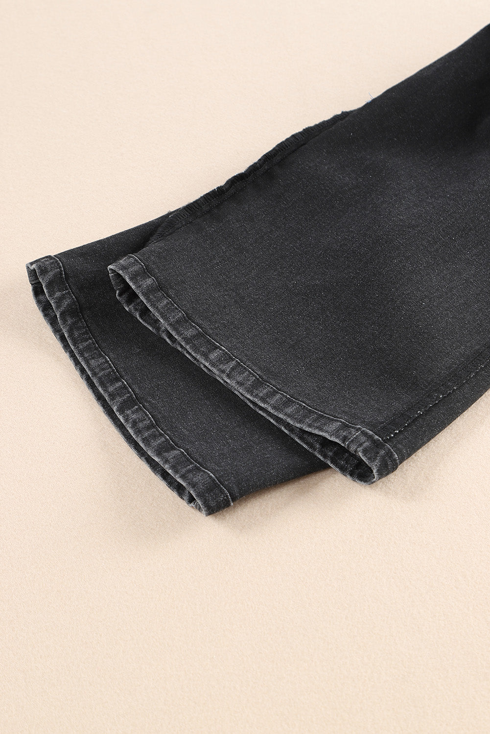 Gray High Waist Button Front Wide Leg Cropped Jeans
