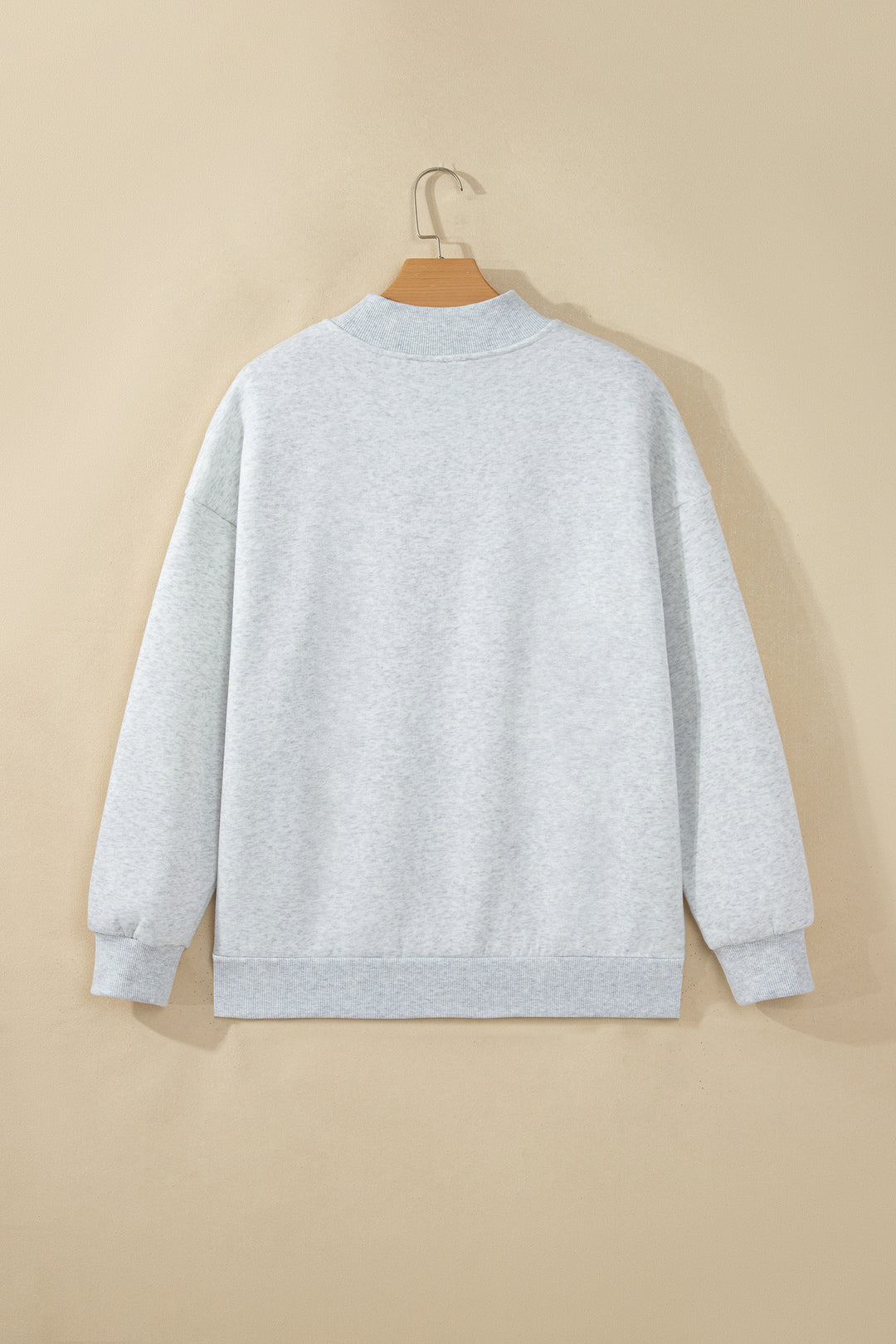 Light Grey GOD IS GOOD Appliqué Embroidery Mock Neck Pullover Sweatshirt