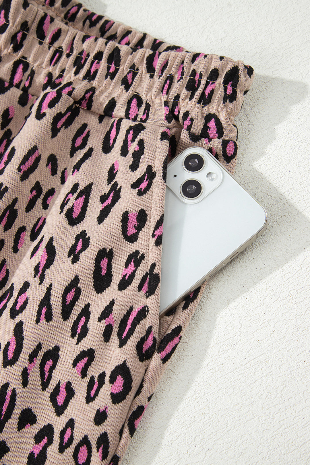 Pink Leopard Print Casual Tee and Pants 2pcs Outfit