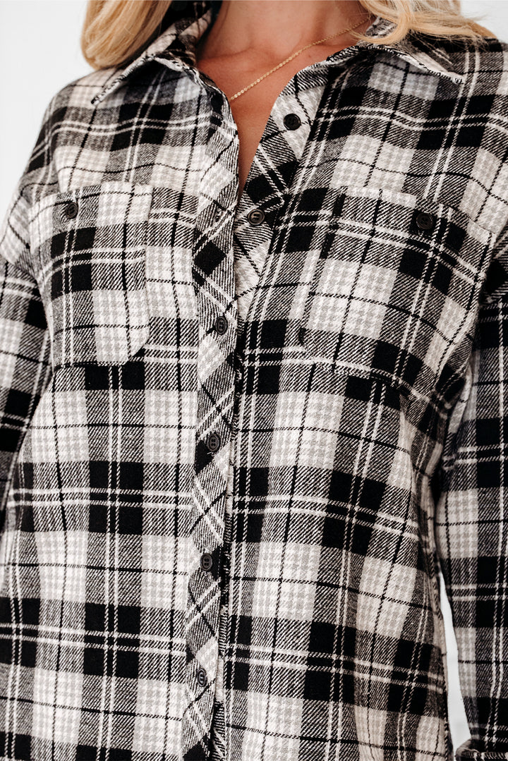 Plaid Print Chest Pockets Buttoned Shirt