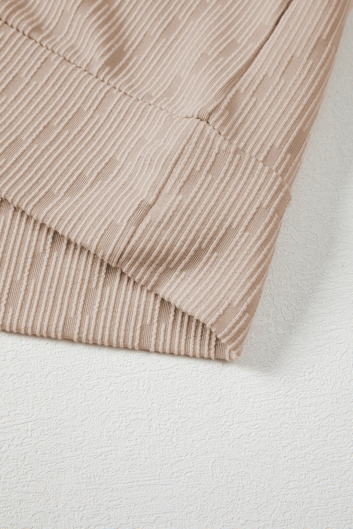 Solid Color Textured Long Sleeve Top