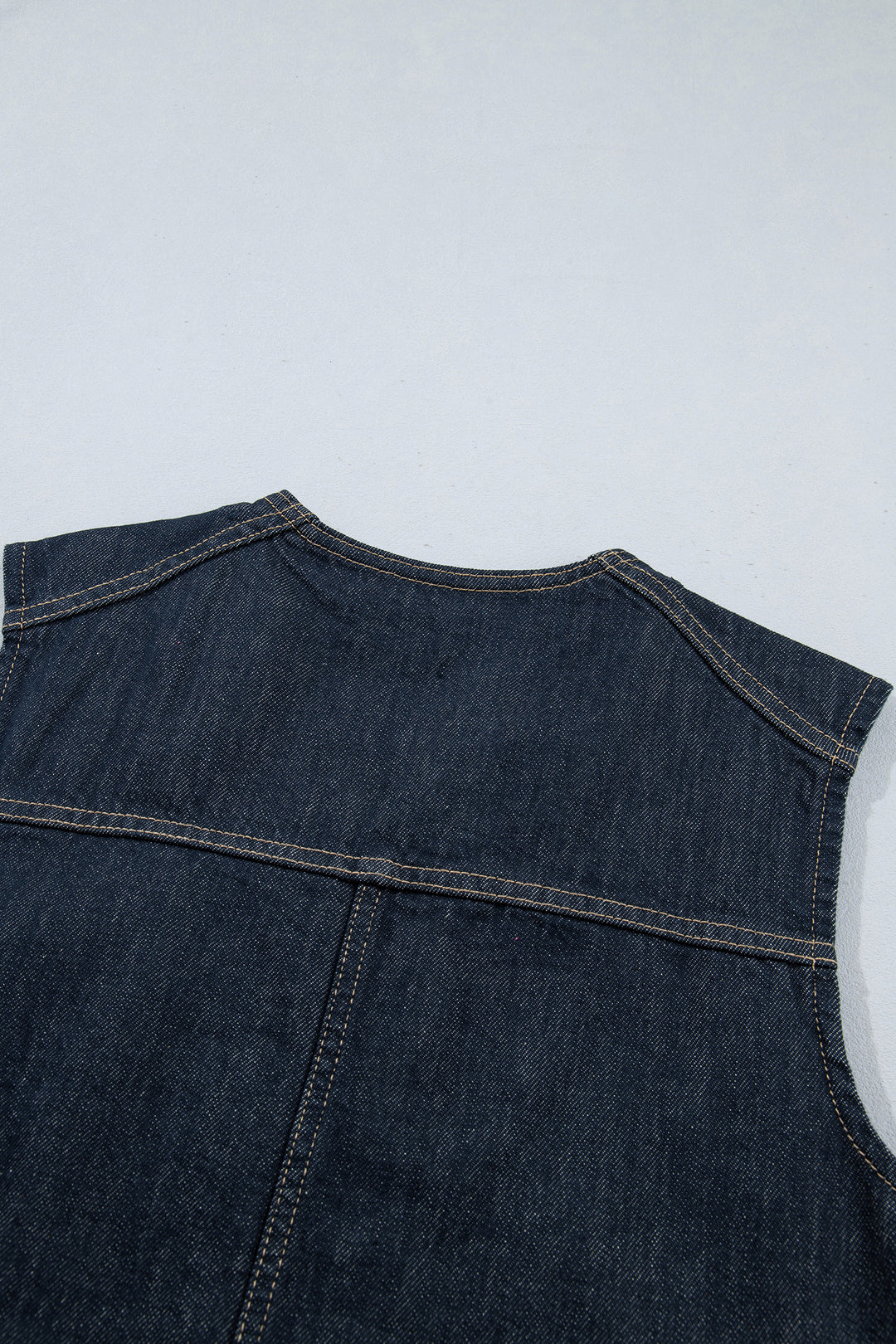 Navy Blue Vintage Denim Zipper Front Cowboy Vest