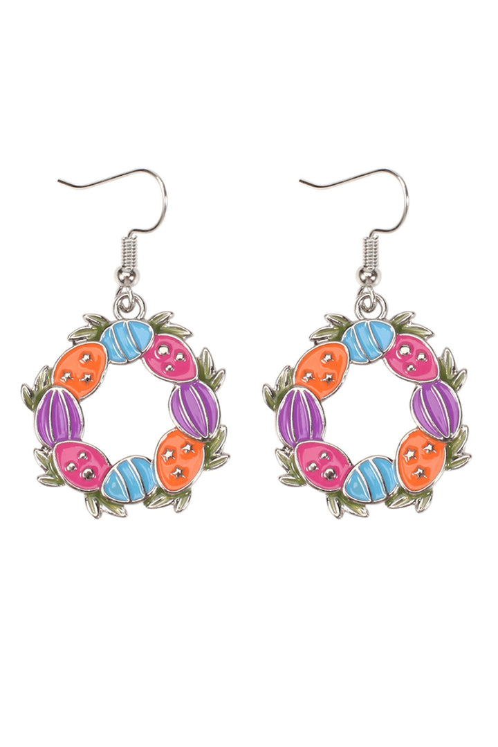 Boucles d'oreilles créoles florales à motif d'œufs de Pâques