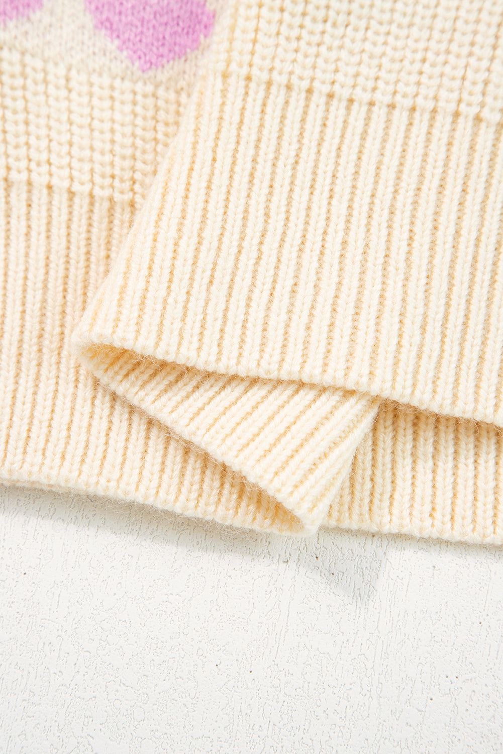 Heart Pattern Valentine Ribbed Knit Sweater