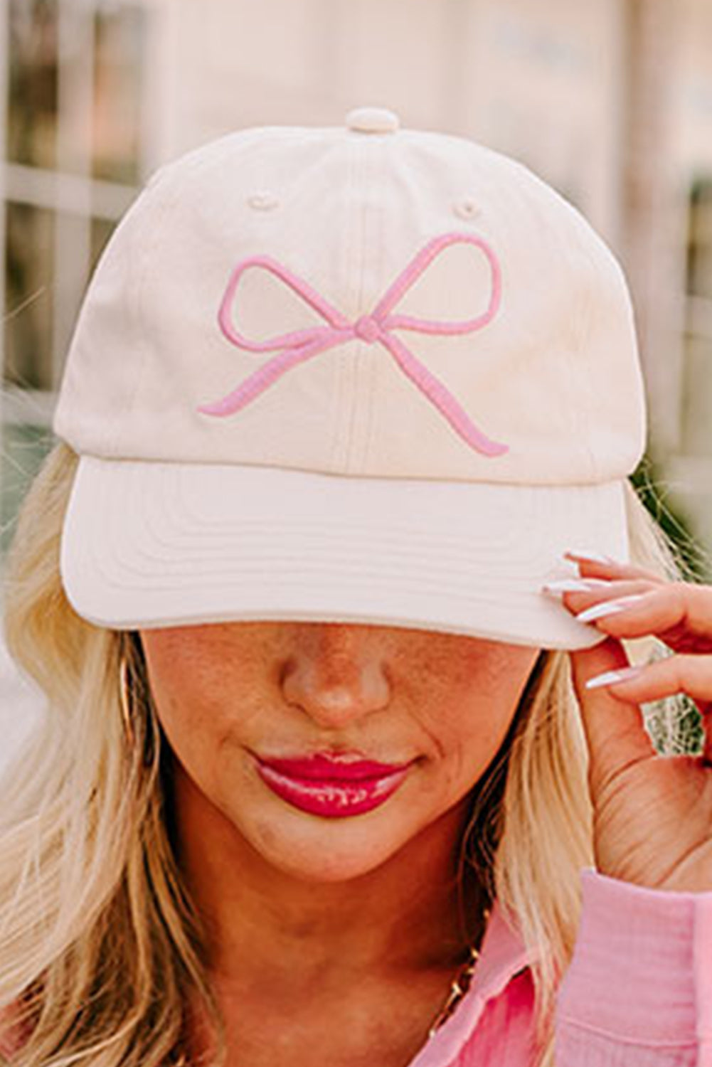 Girlish Bow Embroidered Baseball Cap