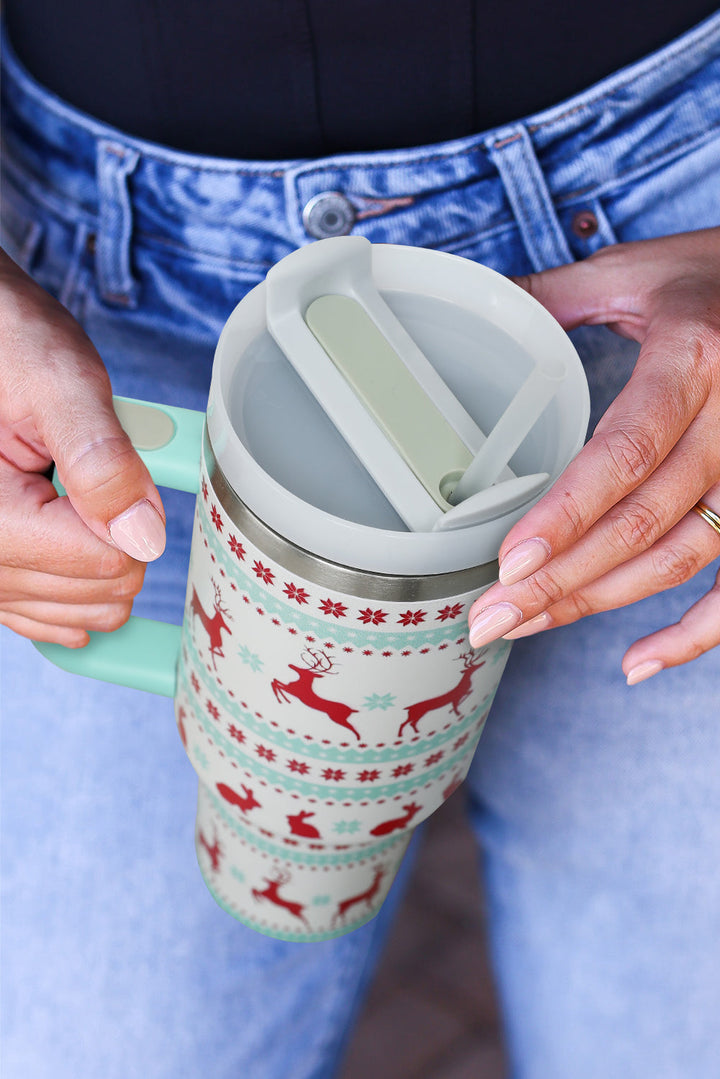 Gobelets en acier inoxydable avec poignée et imprimé de Noël, 1 134 ml
