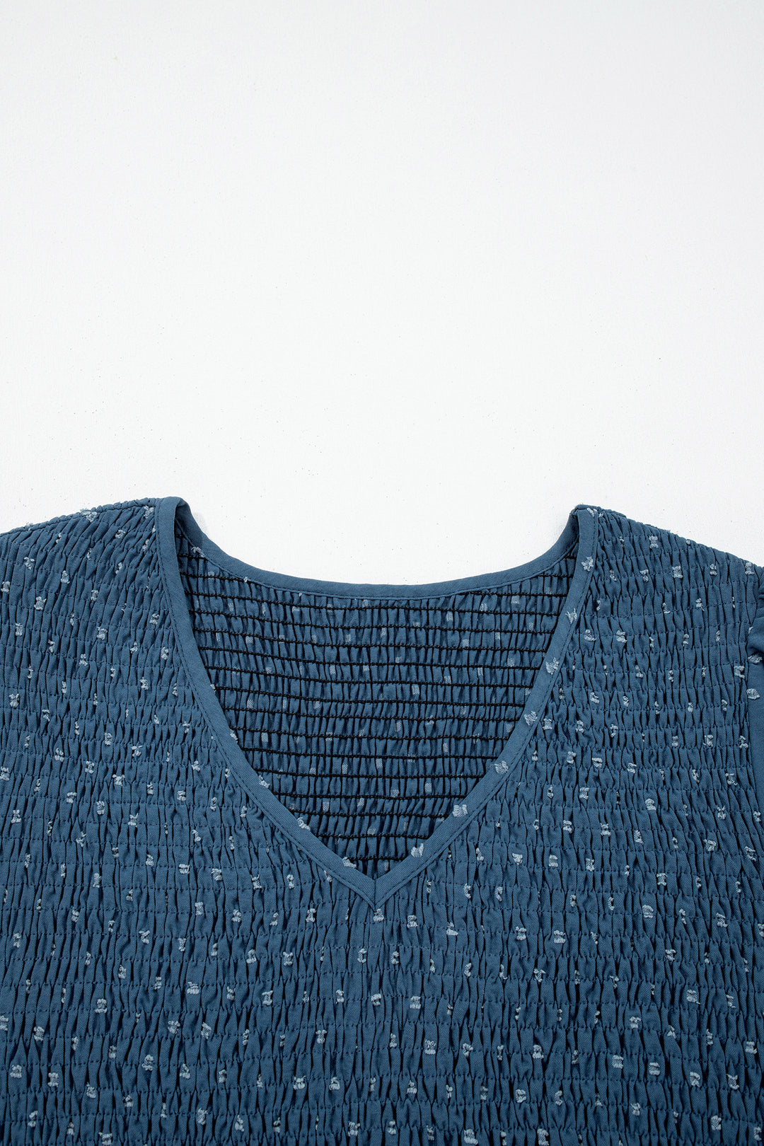 Dusk Blue Plus Size V Neck Swiss Dot Lace Flared Midi Dress