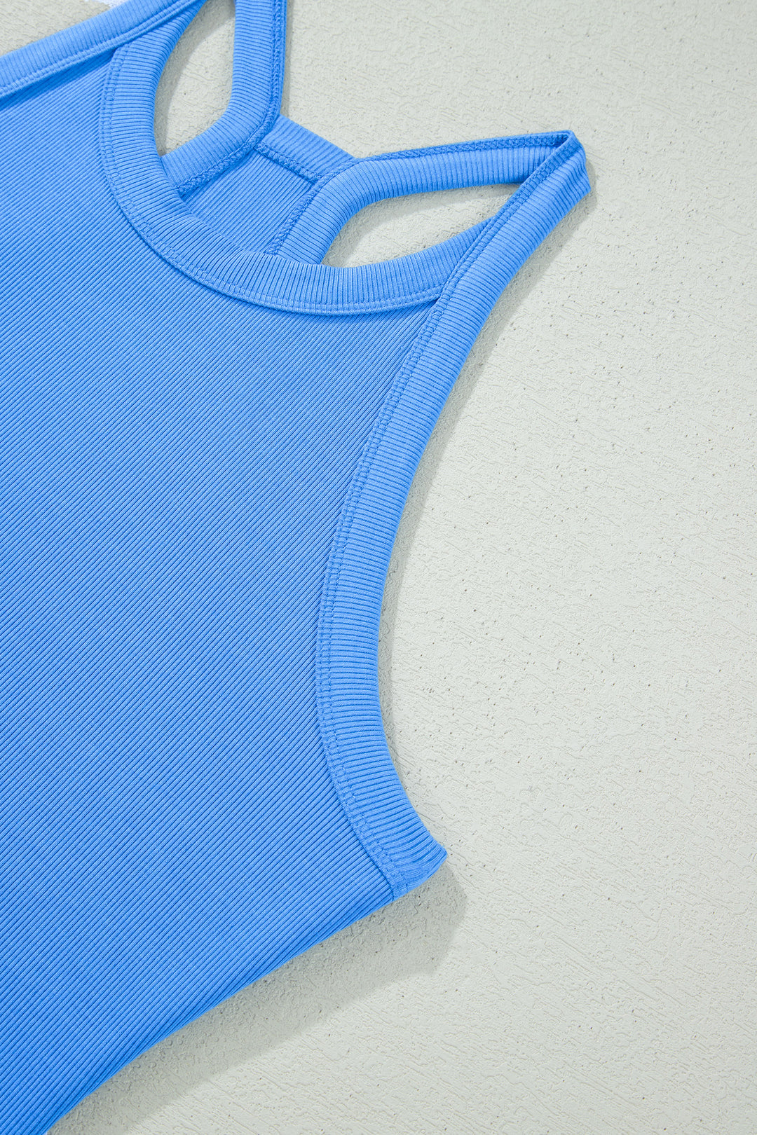 Sky Blue Slim Tank Top Elastic High Waist Shorts 2pcs Outfit