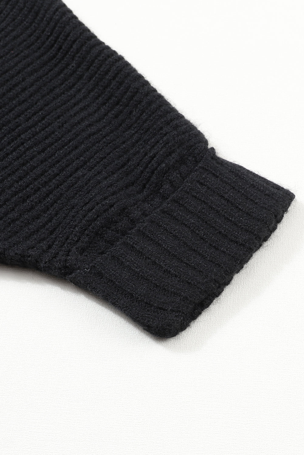 Black Oversized Fold Over Sleeve Open Front Cardigan