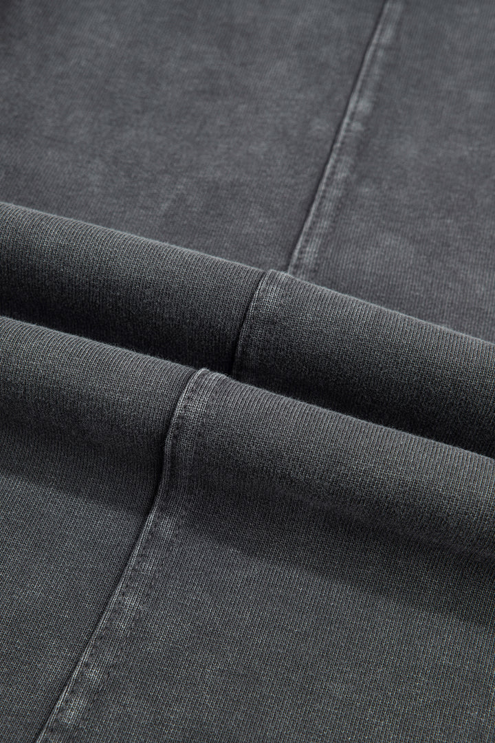 Carbon Grey Mineral Wash Seam Detail Elastic Waist Barrel Pants