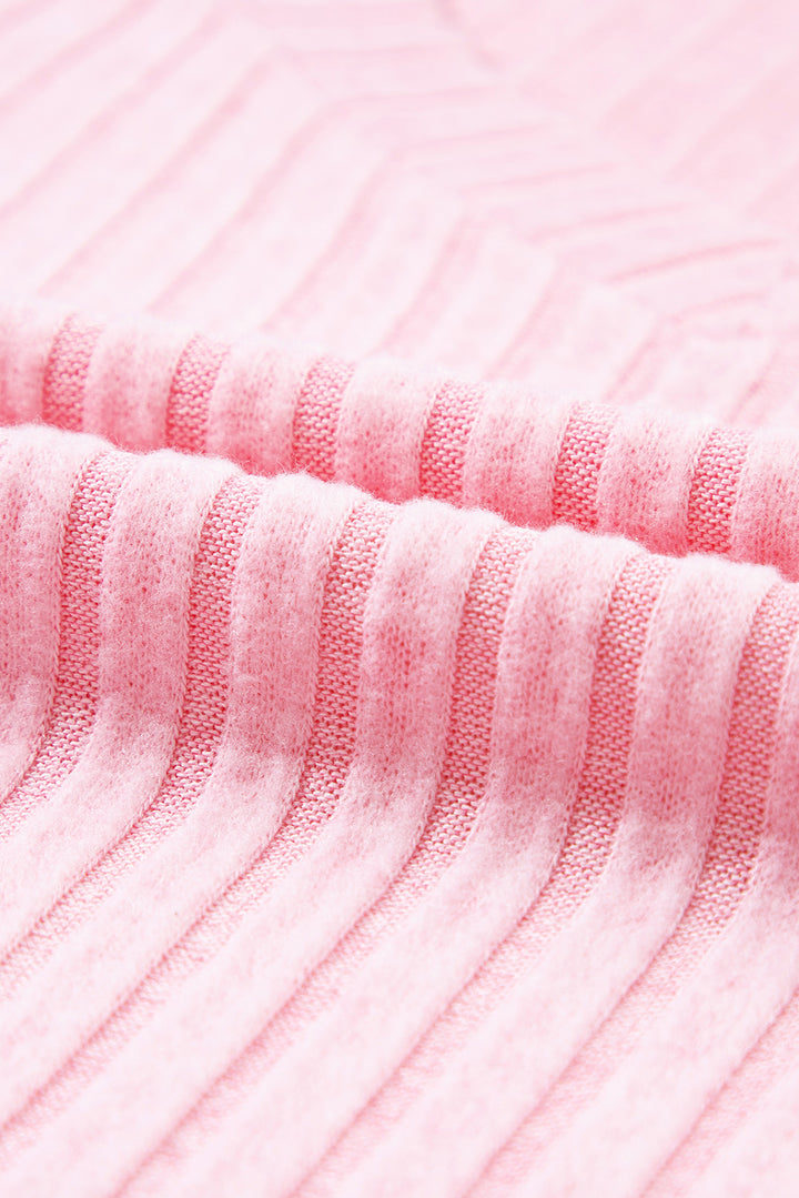 Ensemble deux pièces ample en tricot côtelé à col en V