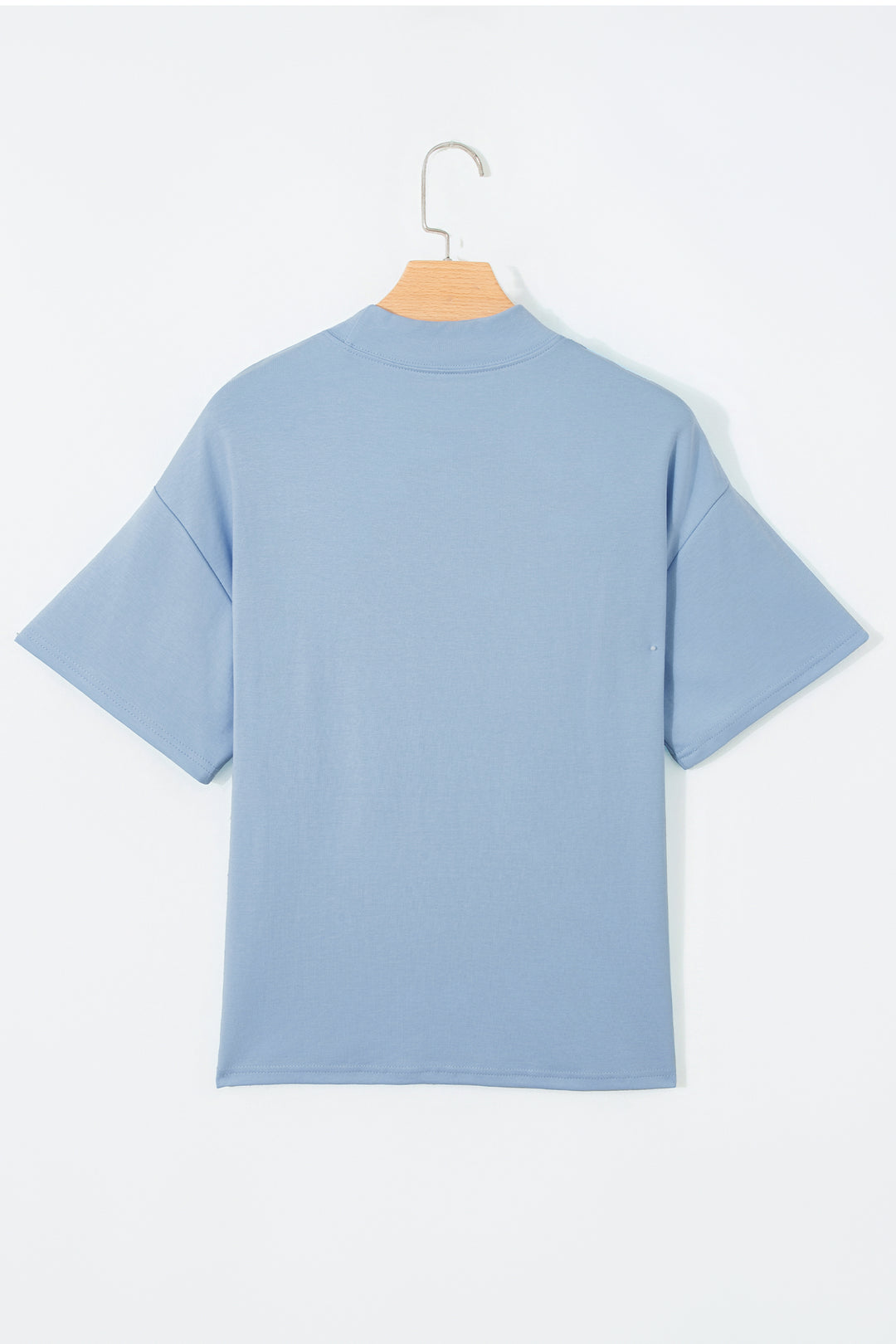 Beau Blue Solid Color High Neck Oversize Tee