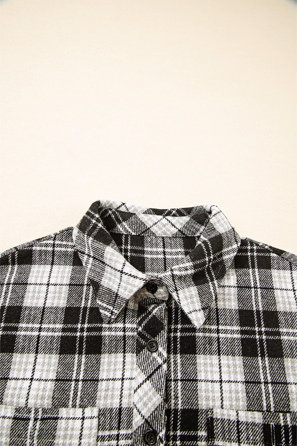 Plaid Print Chest Pockets Buttoned Shirt