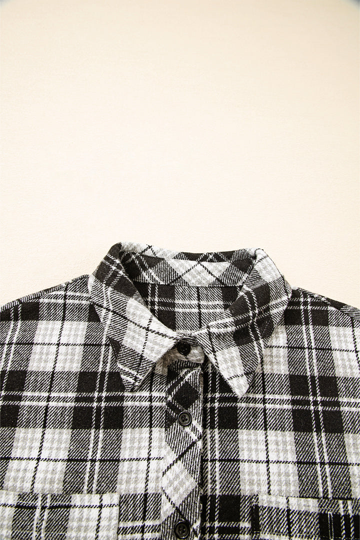 Plaid Print Chest Pockets Buttoned Shirt