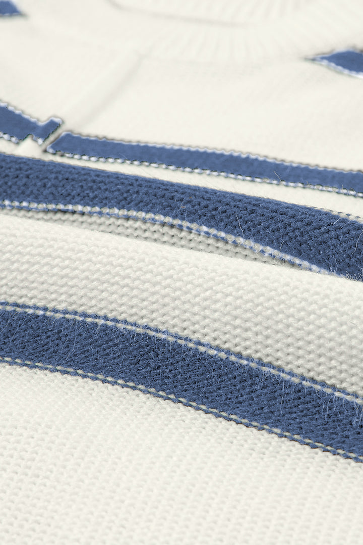 Blue Striped Batwing Sleeve Sweater Tee