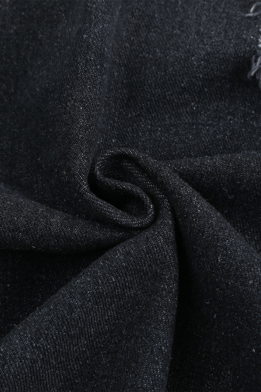 Lapel Distressed Raw Hem Buttons Denim Jacket