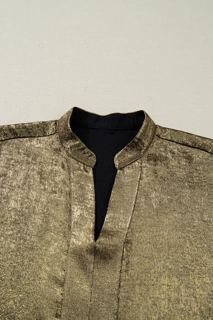 Metallic Split Neck Half Sleeve Blouse