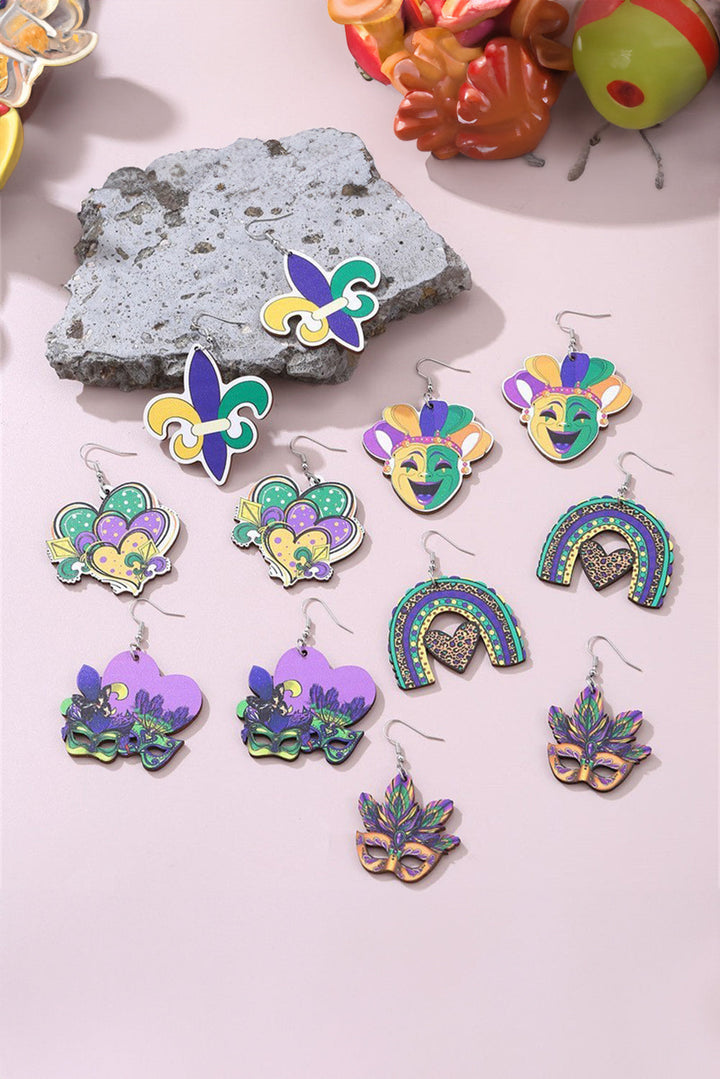 Boucles d'oreilles pendantes à crochets Masque de Mardi Gras