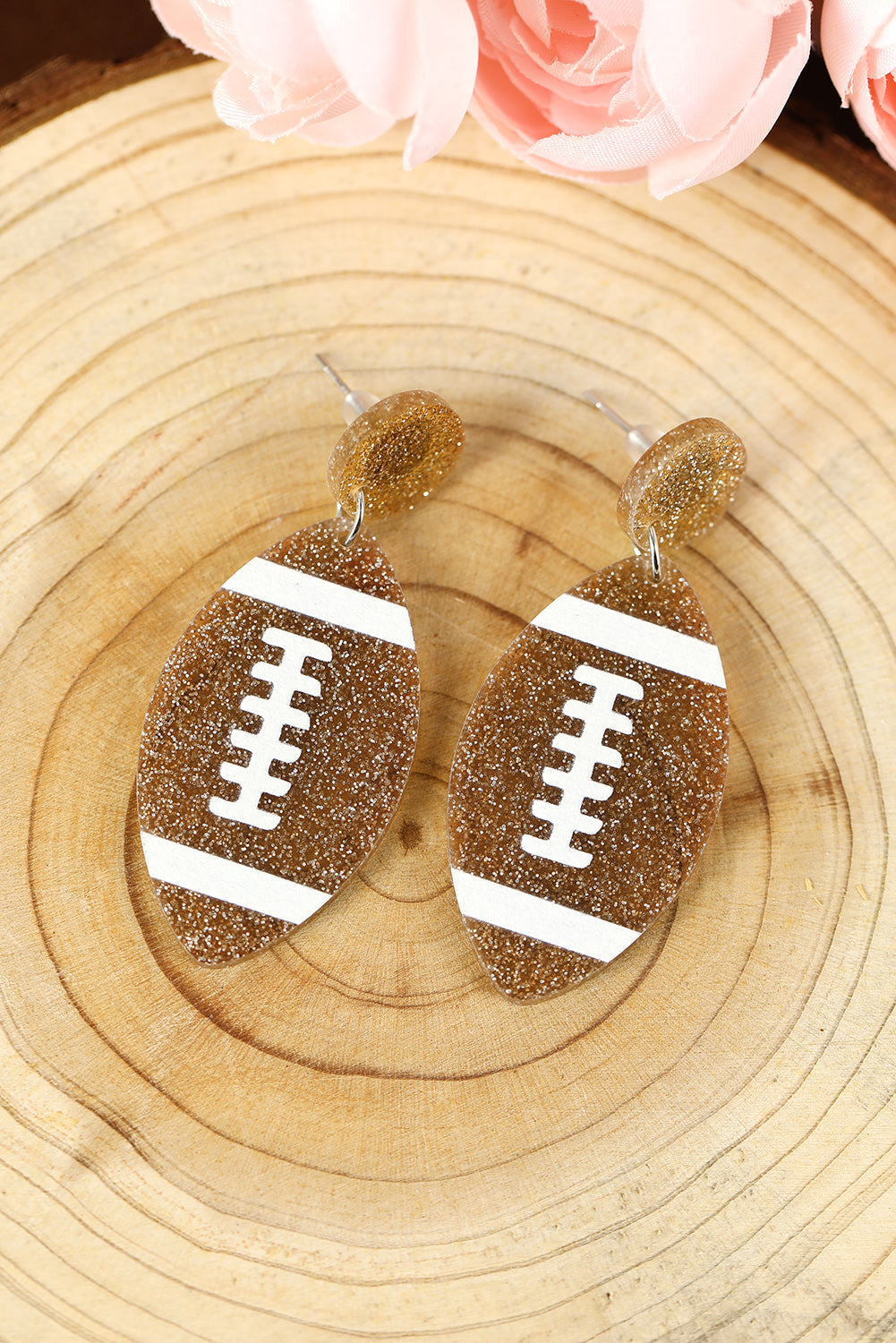 Boucles d'oreilles scintillantes avec pendentif « Jour de match » pour le rugby