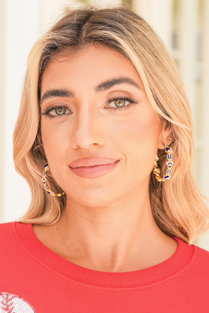 Game Day Football Helmet Jersey Hoop Earrings