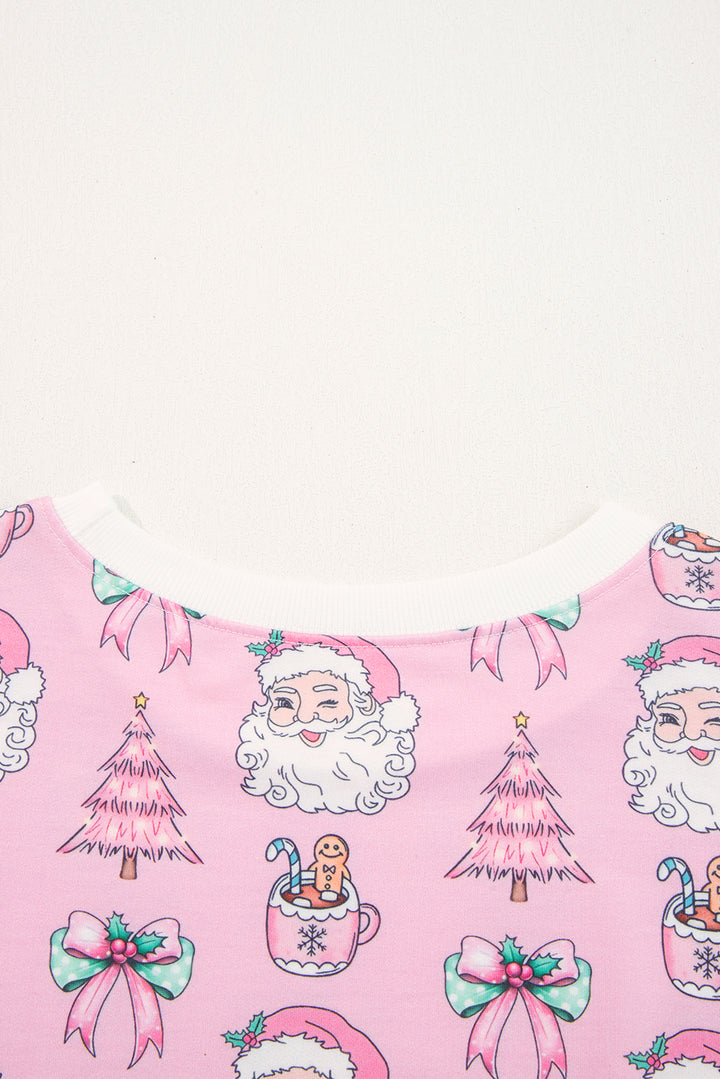 Pink Ho Ho Ho Christmas Fashion Print 2pcs Lounge Short Set