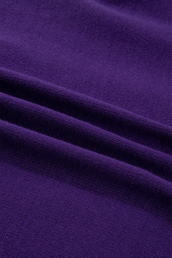 Tillandsia Purple Colorblock Patchwork Fuzzy Mardi Gras Graphic Sweater