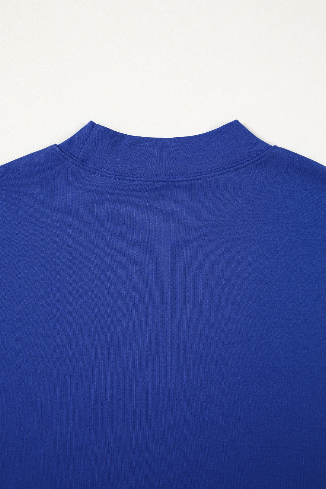 Dark Blue Solid Color High Neck Oversize Tee