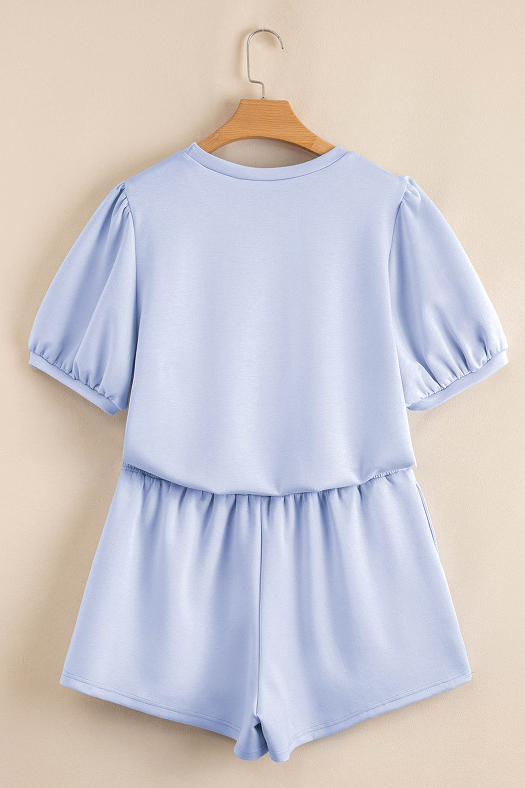 Beau Blue Pearl Embellished Scallop Trim Top 2 Piece Skort Set