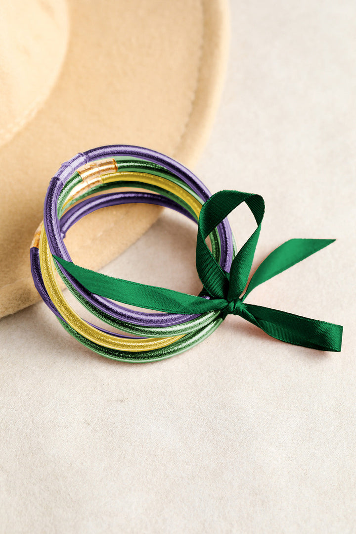 Ensemble de 5 bracelets à nœuds et rubans pailletés