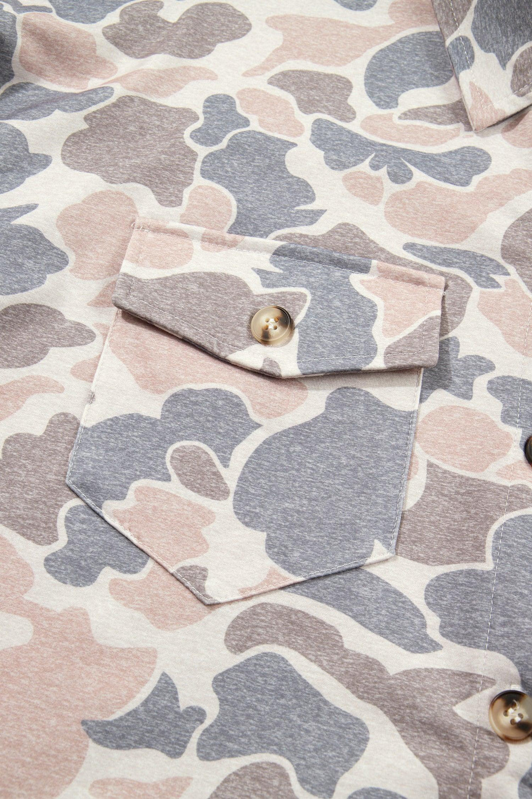 Multicolour Casual Camouflage Button Down Tunic Shacket