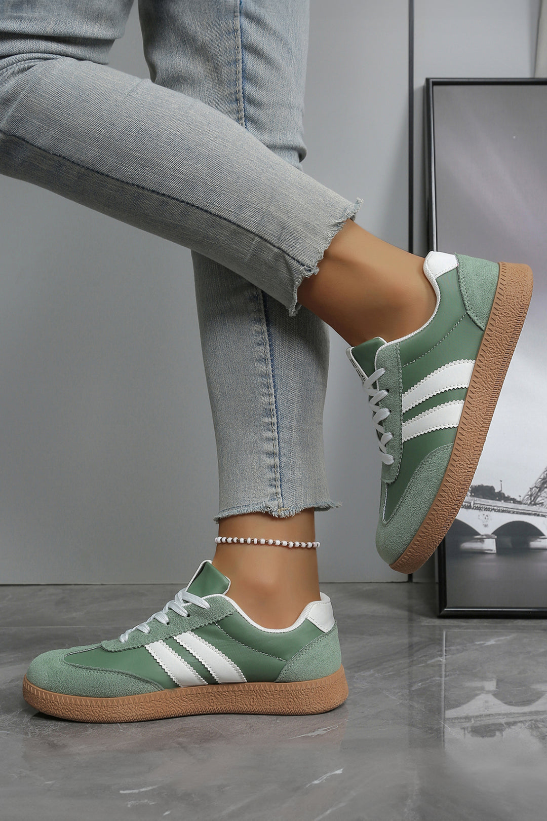 Varsity Color Block Patchwork PU Leather Lace Up Shoes