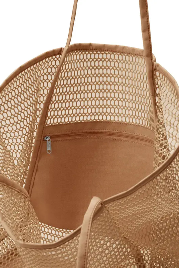 Hollowed Zipped Interior Pocket Nylon Tote Bag