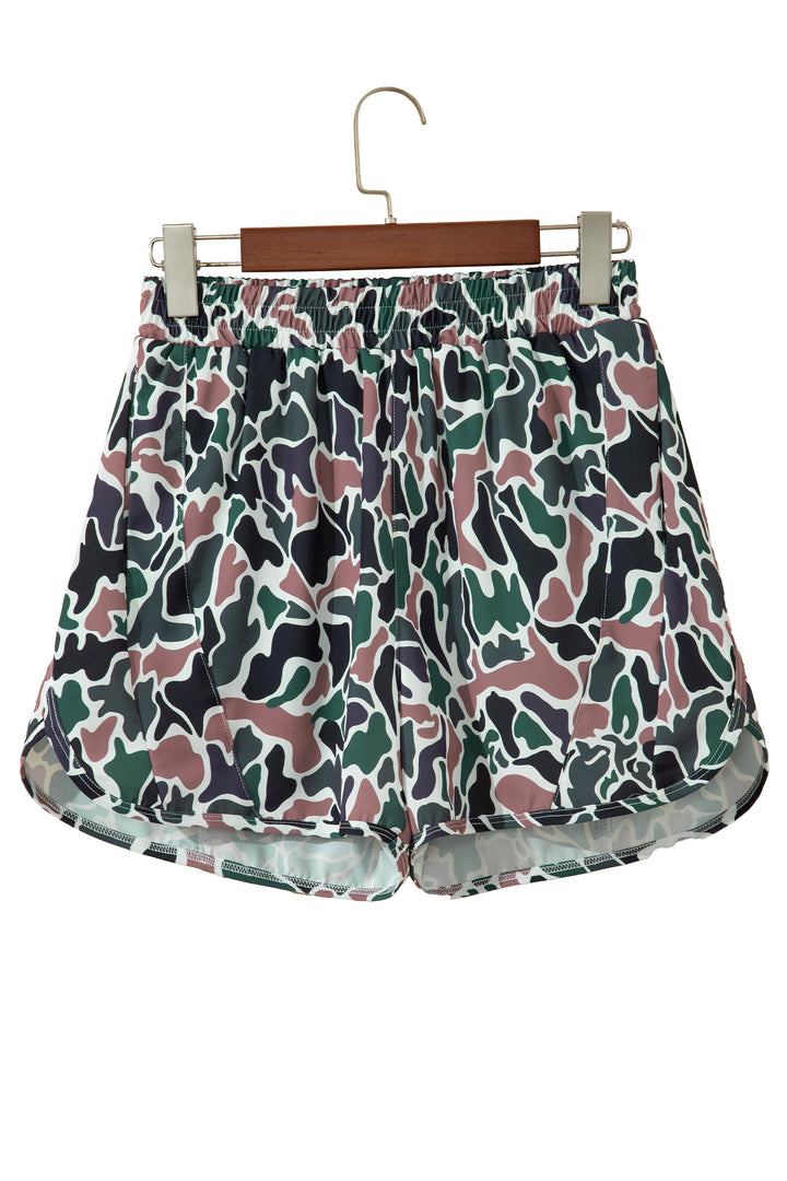 Multicolour Camouflage Print Athletic Lined Shorts