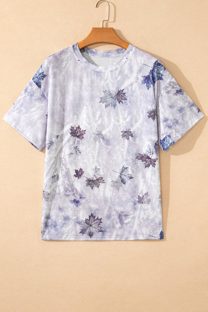 Gray Camouflage Woodland Print Drop Shoulder Tunic Tee
