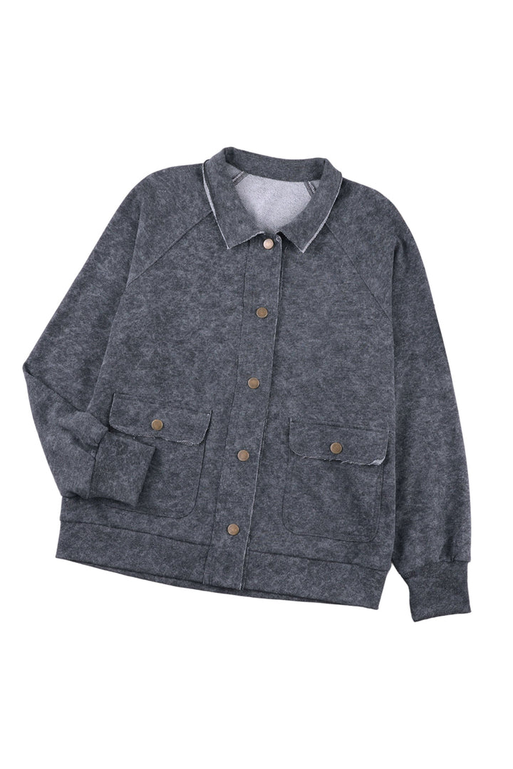 Vintage Washed Flap Pocket Button Shacket
