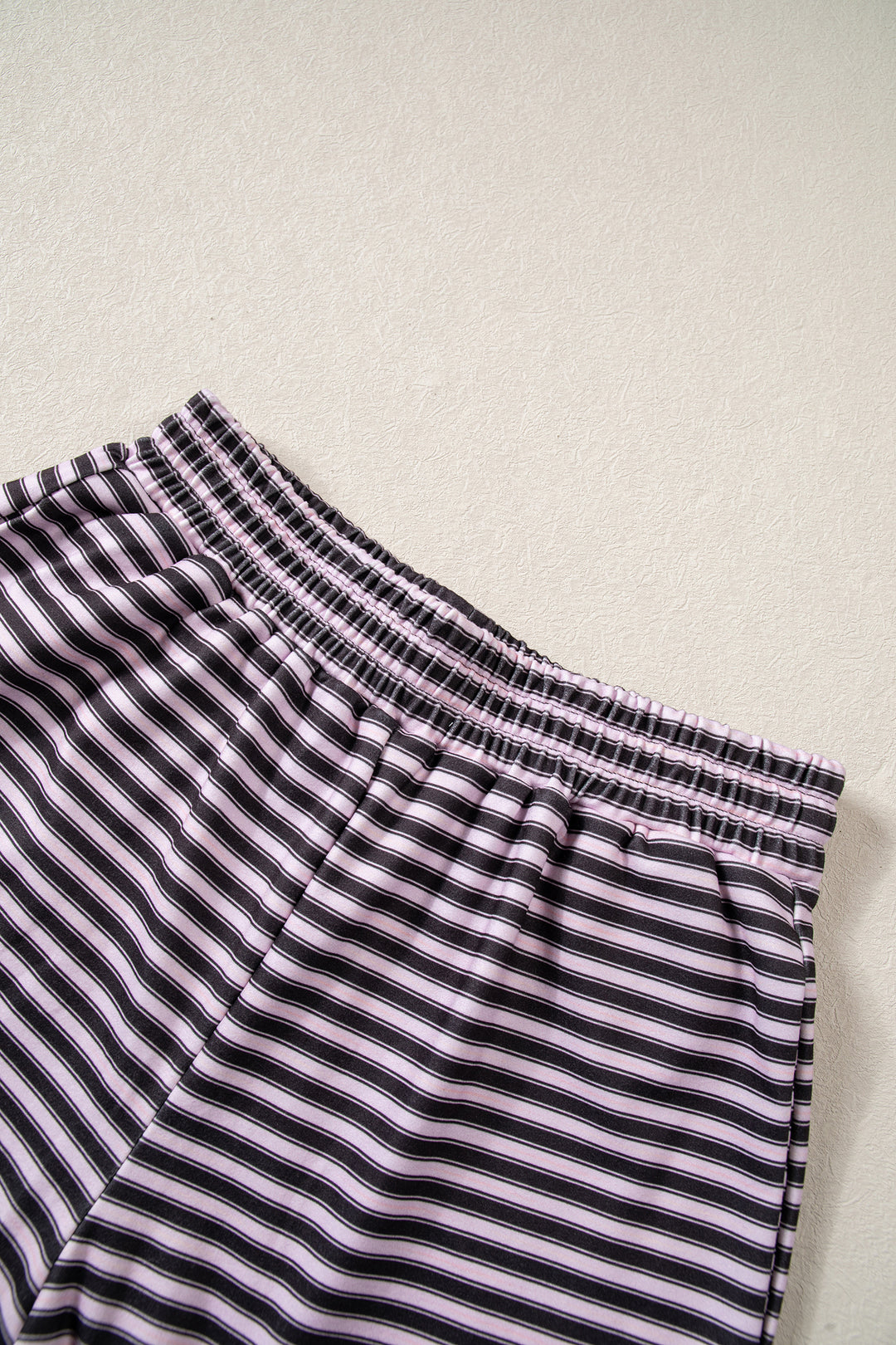 Brown Stripe Long Sleeve Oversized Top Pocketed Casual Shorts Two Piece Set