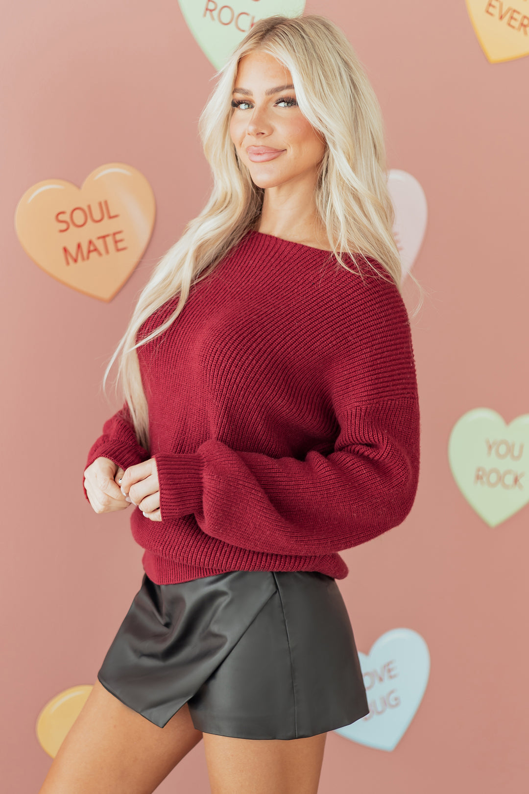 Ribbed Knit Ribbon Knot Backless Drop Shoulder Sweater