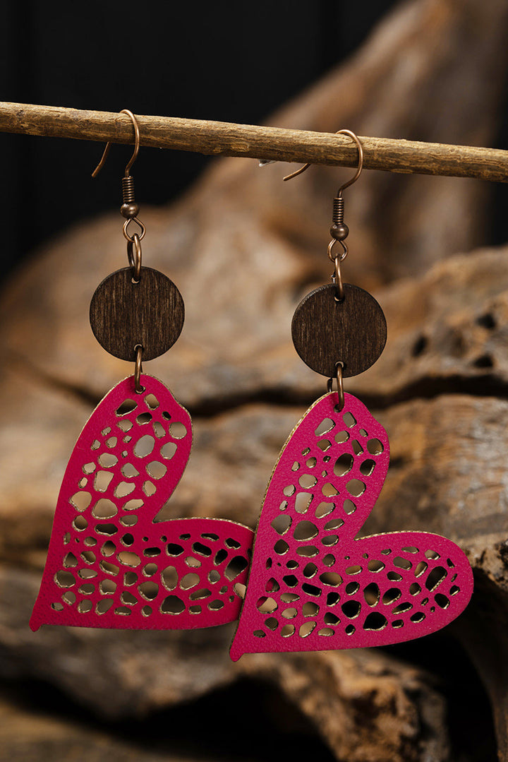 Boucles d'oreilles pendantes en forme de cœur creux pour la Saint-Valentin