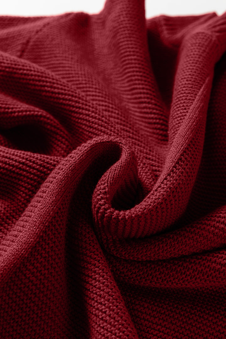Solid Color Front Seam Drop Shoulder Loose Sweater