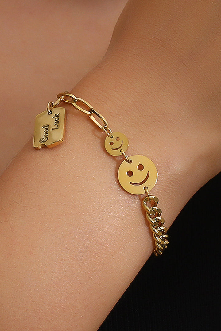 GOOD LUCK Smile Face Adjustable Chain Bracelet