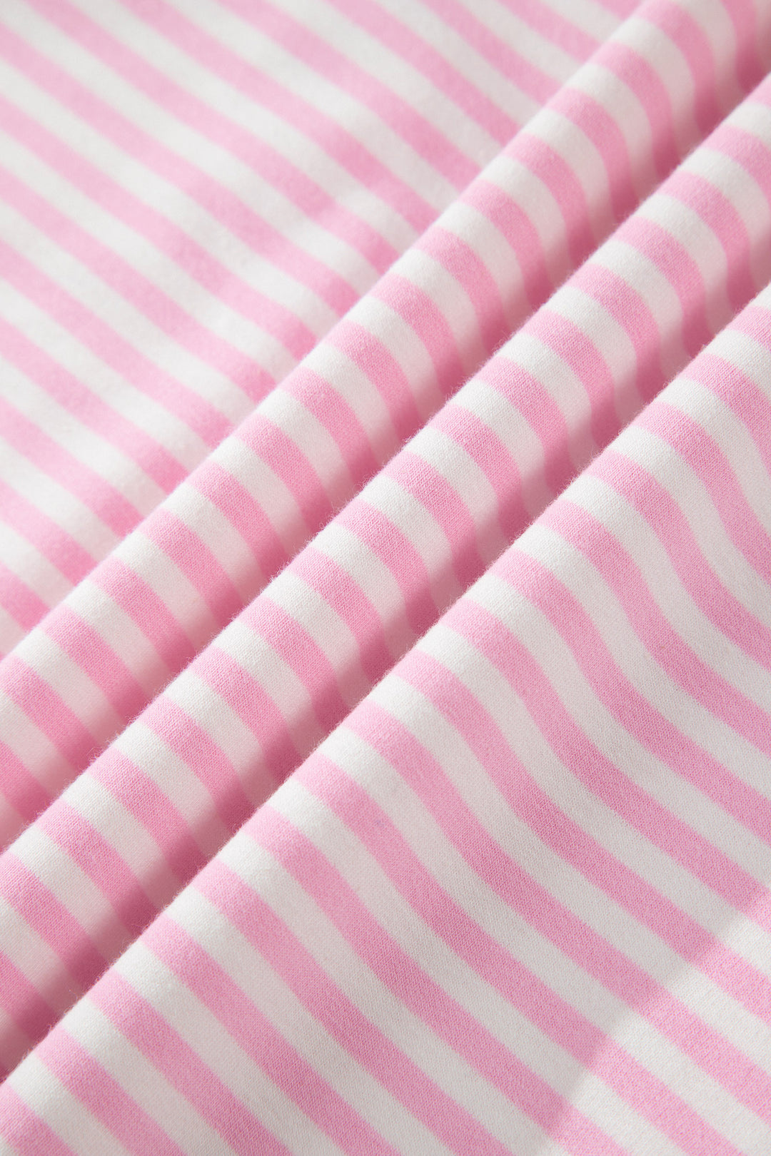 Pink Stripe Cuffed Short Sleeve Contrast Mock Neck Tee Dress