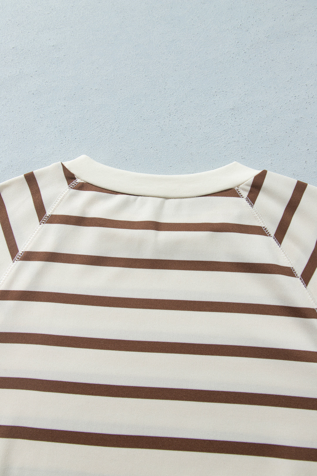 Khaki Stripe Relaxed Long Sleeve Top Color Block Detail Drawstring Pant Set