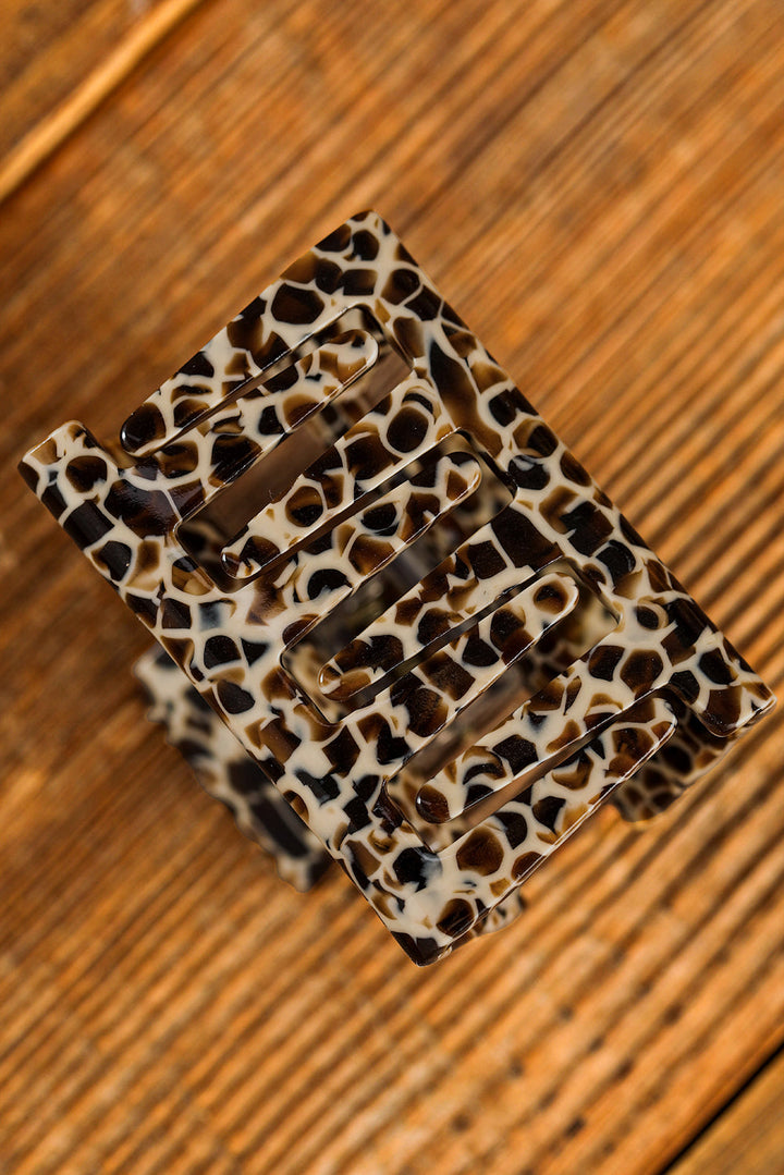 Leopard Print Cutout Square Claw Clip