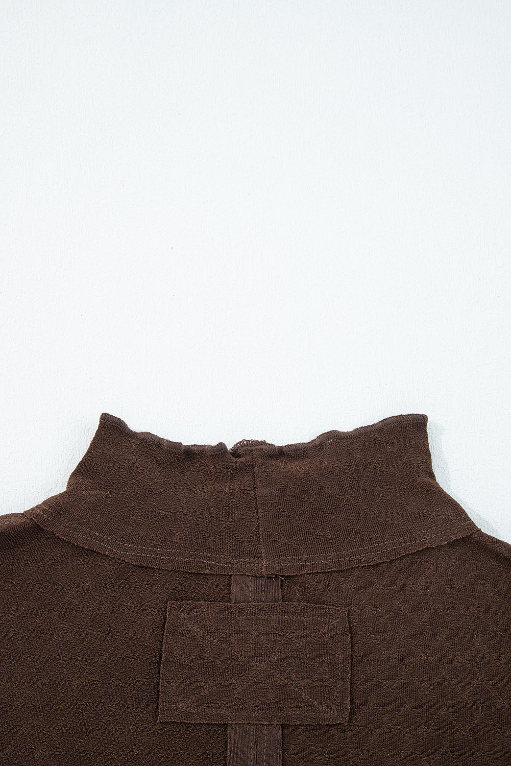 Cinnamon Lettuce Trim Raw Seam Jacquard Long Sleeve Top