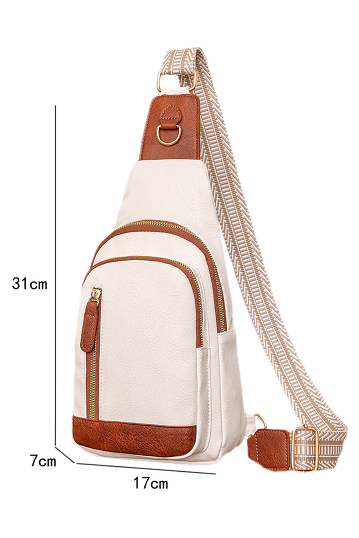 Vintage PU Leather Zipped Crossbody Bag