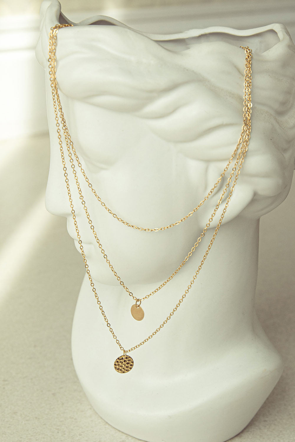 Collier pendentif rond multicouche en cuivre